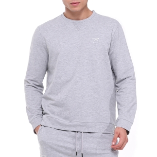 Pamuklu Bisiklet Yaka Basic Sweatshirt PORTA GRİ MELANJ - RARU
