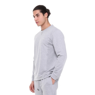 Pamuklu Bisiklet Yaka Basic Sweatshirt PORTA GRİ MELANJ - RARU (1)