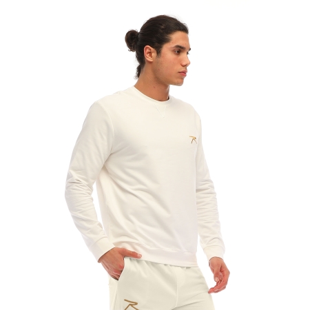 Pamuklu Bisiklet Yaka Basic Sweatshirt PORTA EKRU - 2