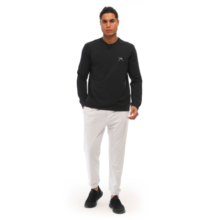 Pamuklu Bisiklet Yaka Basic Sweatshirt PORTA LACİVERT - 4