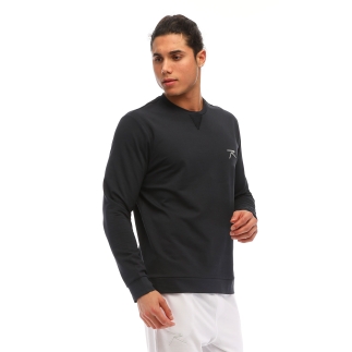 Pamuklu Bisiklet Yaka Basic Sweatshirt PORTA LACİVERT - RARU (1)