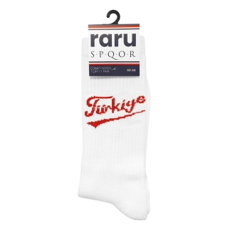 Raru Uzun Konç Havlu Tenis Çorap TÜRKİYE BEYAZ - 1