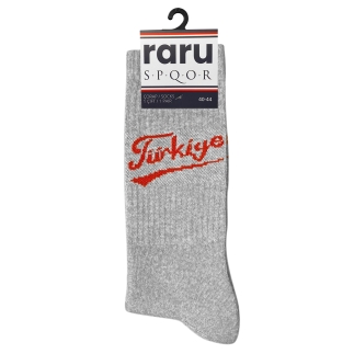 Raru Long Leg Warmers Towel Tennis Socks TÜRKİYE Gray MELANJ - RARU