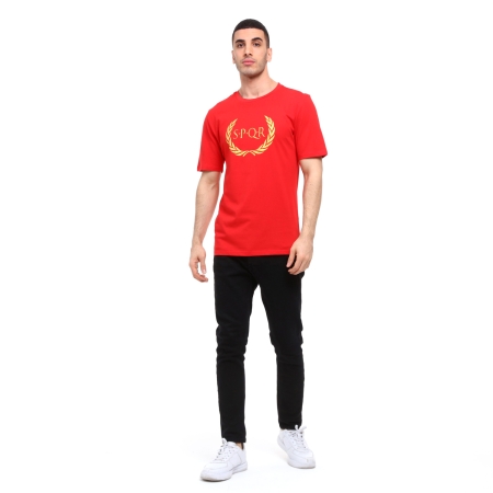 SPQR Erkek %100 Pamuk T-Shirt ARES KIRMIZI - 6