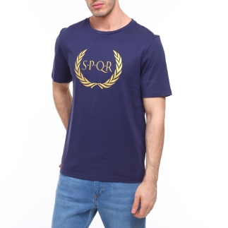 SPQR %100 Cotton T-Shirt ARES Navy Blue - S.P.Q.R (1)