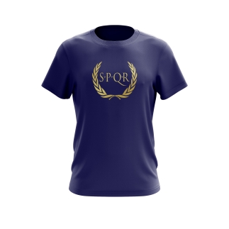 SPQR %100 Cotton T-Shirt ARES Navy Blue - S.P.Q.R