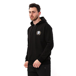 SPQR Baskılı Fermuarlı Kapüşonlu Sweatshirt AUREUS SİYAH - SPQR (1)